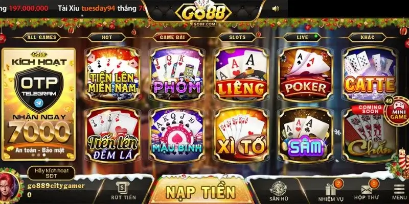 Kho Game bài đổi thưởng Go88 với những trò chơi đẳng cấp hàng đầu